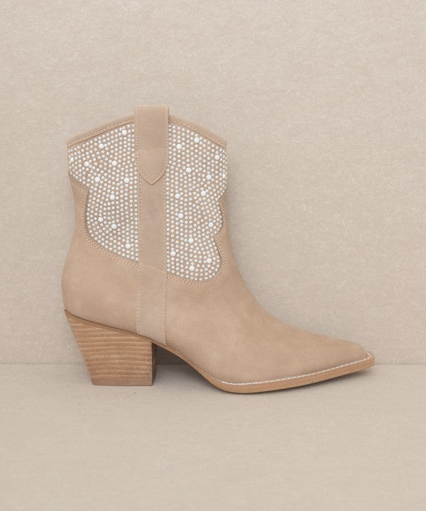 Sasha Pearl Studded Western Boots