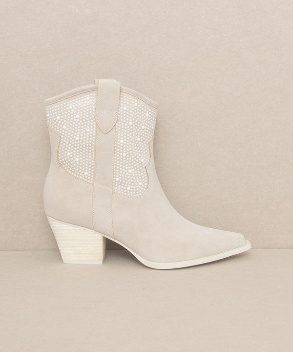 Sasha Pearl Studded Western Boots