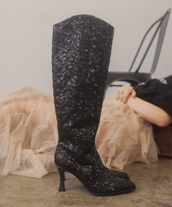 Jewell Knee High Sequin Boots