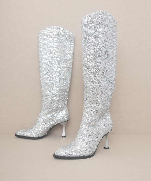 Jewell Knee High Sequin Boots