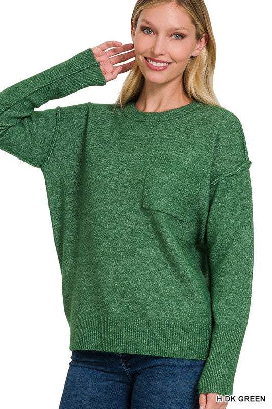 Molly Melange Hi-Low hem Round Neck Sweater