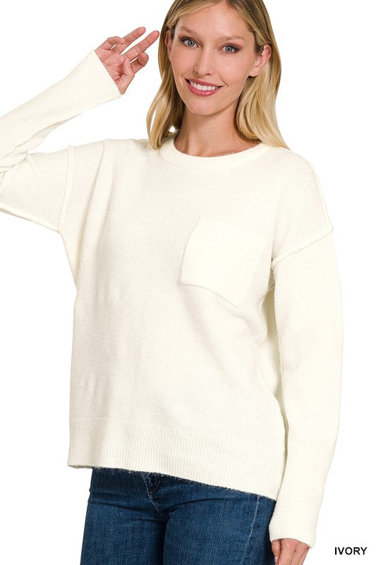 Molly Melange Hi-Low hem Round Neck Sweater