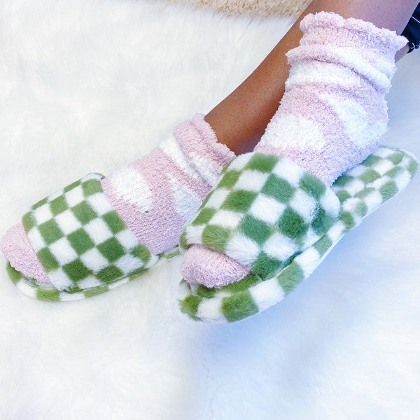 Ashley Checkered Cozy Slippers