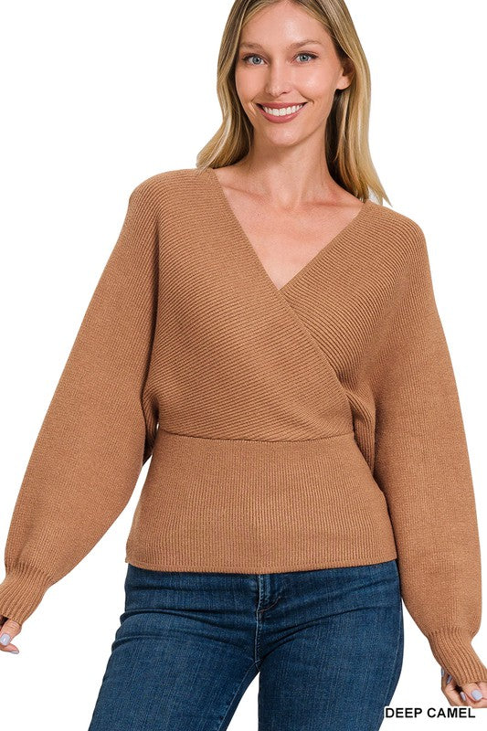 Emilia Cross Wrap Pullover Sweater