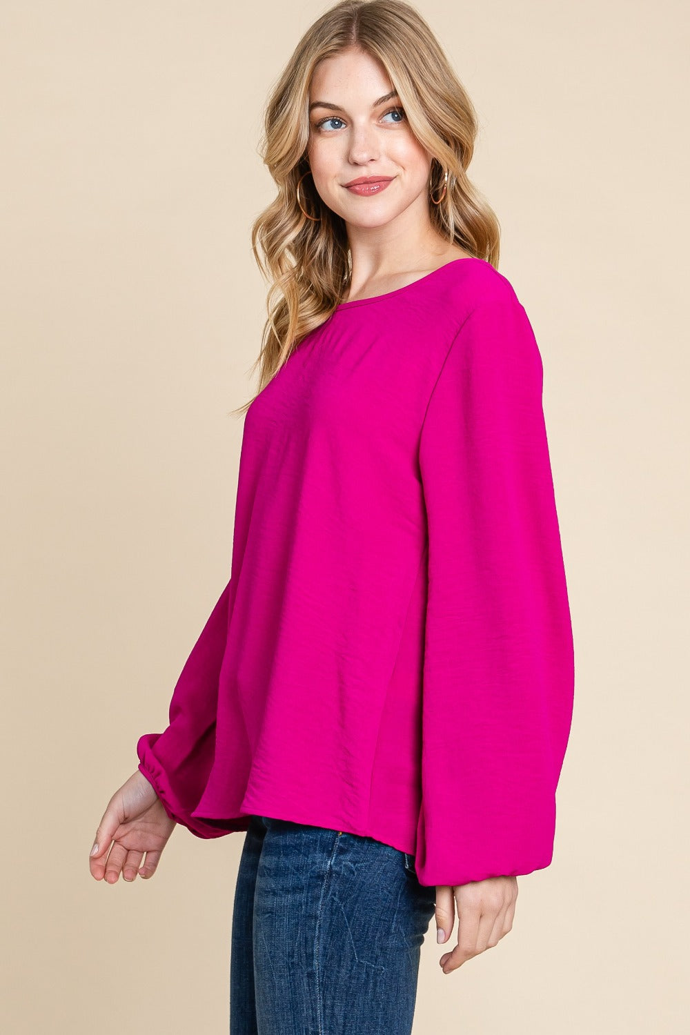 Valerie Textured Balloon Sleeve Top