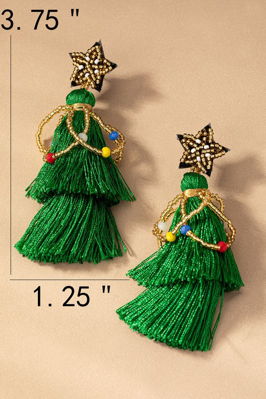 Christmas Tree Tassel Earrings