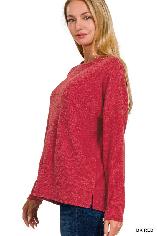 Tiana Melange Hacci Sweater with a Pocket