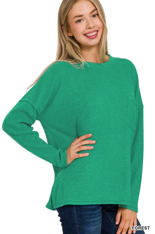 Tiana Melange Hacci Sweater with a Pocket