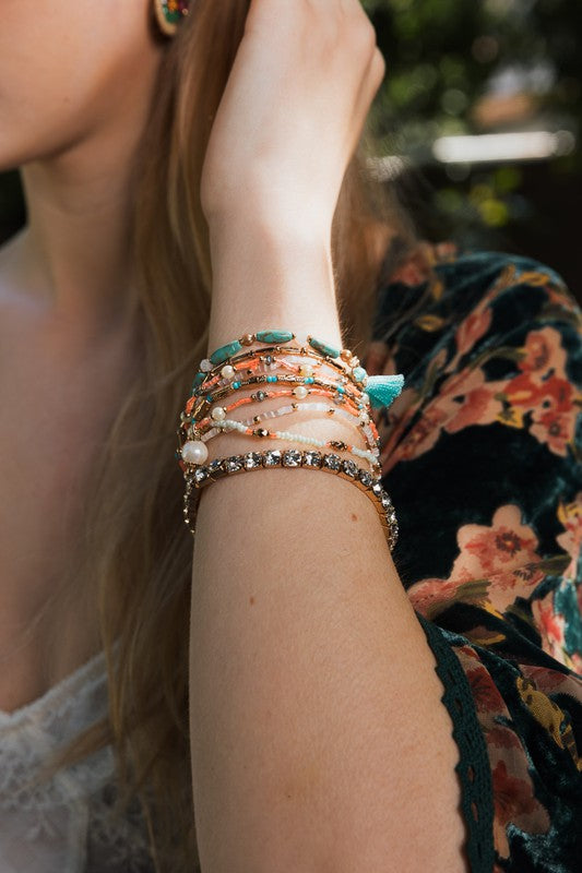 Pastel Studded Beads Bracelet Set