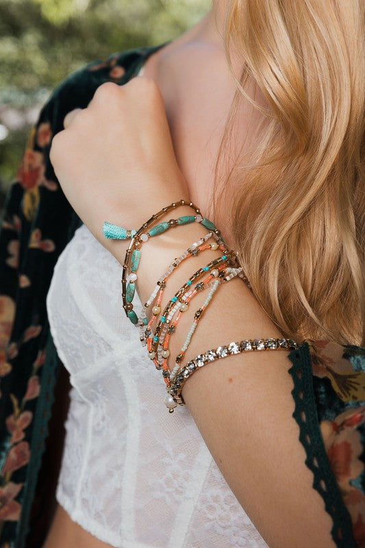 Pastel Studded Beads Bracelet Set