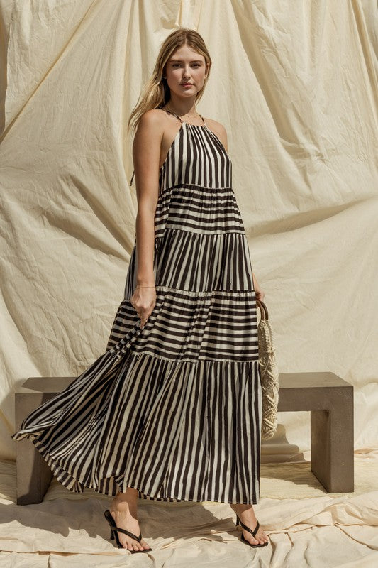 Julianna Stripe Maxi Tiered Dress