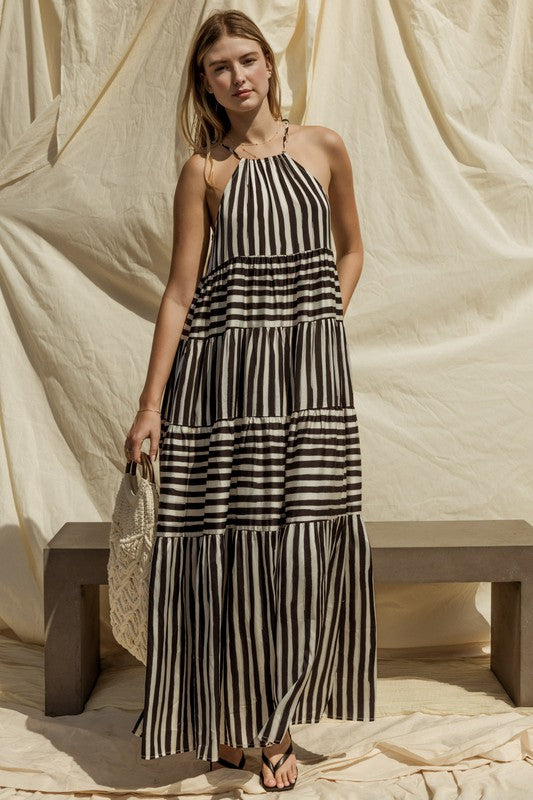 Julianna Stripe Maxi Tiered Dress