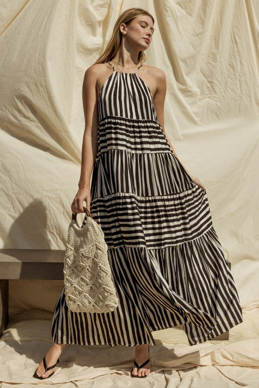 Julianna Stripe Maxi Tiered Dress