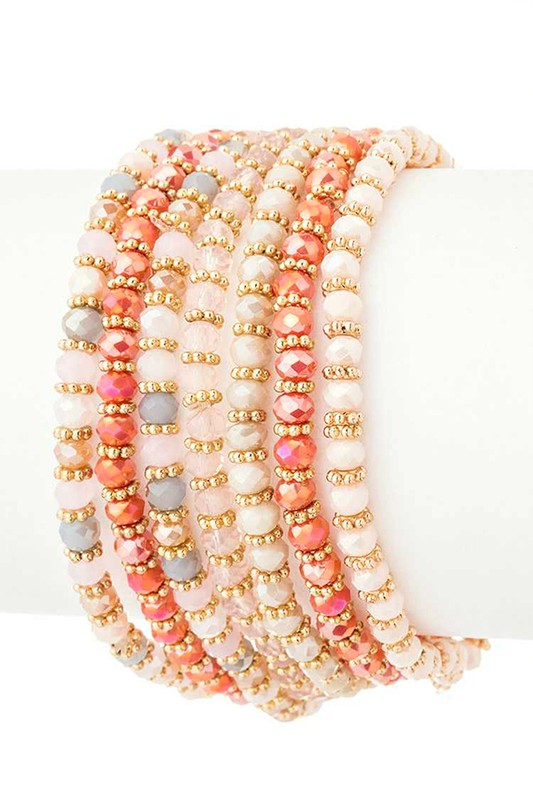 Mix Beads 7 Layered Stretch Bracelet Set