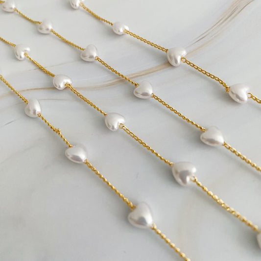 Le Pearl Heart Long Chain Necklace