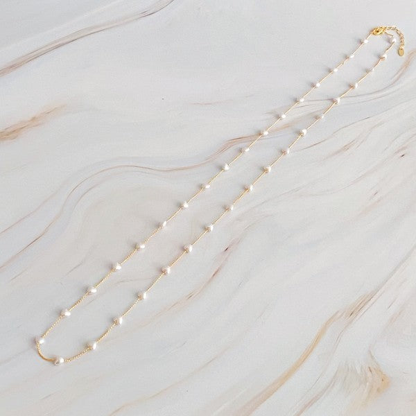 Le Pearl Heart Long Chain Necklace