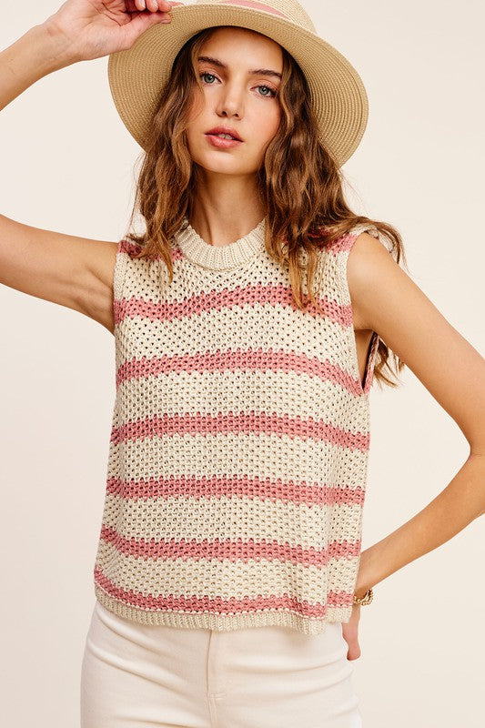 Chandra Chunky Stripe Sleeveless Sweater Top