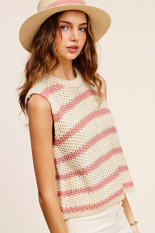 Chandra Chunky Stripe Sleeveless Sweater Top