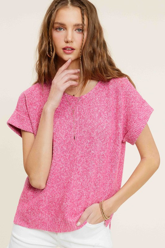 Didi V-Neck Short Sleeve Sweater Top