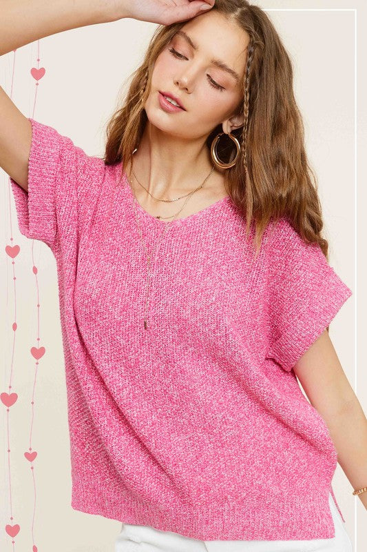 Didi V-Neck Short Sleeve Sweater Top