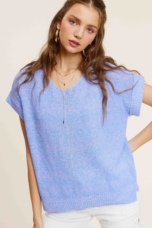 Didi V-Neck Short Sleeve Sweater Top