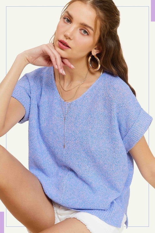 Didi V-Neck Short Sleeve Sweater Top