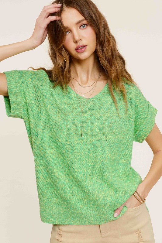 Didi V-Neck Short Sleeve Sweater Top