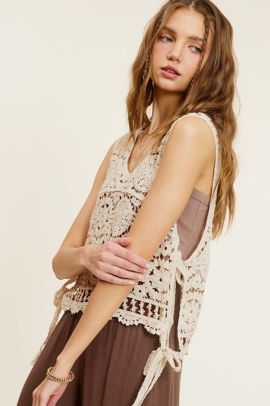 Zoe Detailed Crochet Vest Top