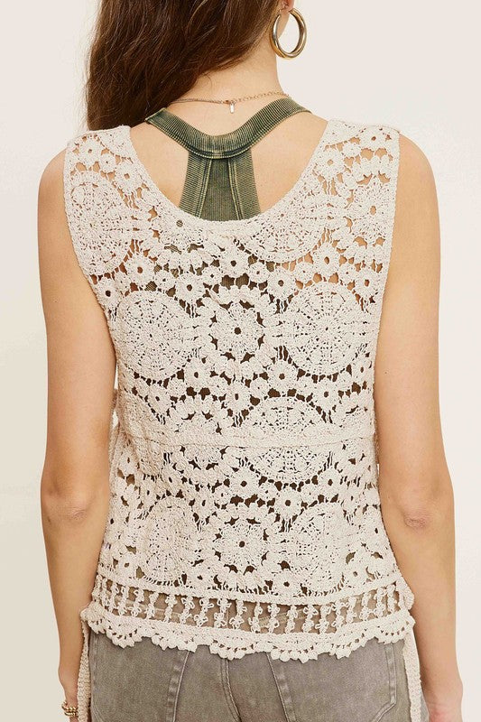 Zoe Detailed Crochet Vest Top