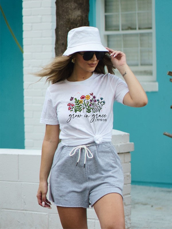 Grow in Grace Flower Graphic Tee