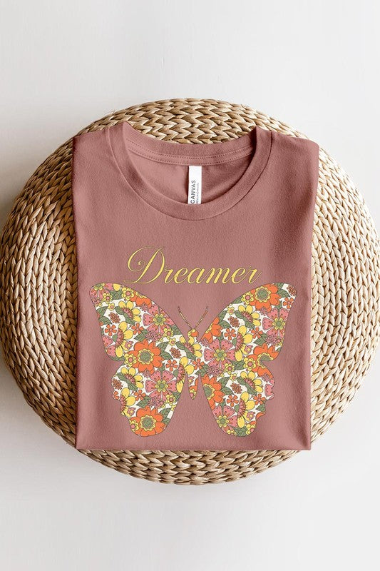 Dreamer Floral Butterfly Graphic Tee