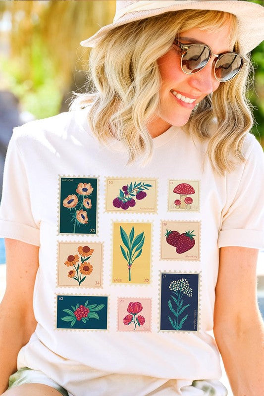 Plants Stamps Graphic Tee