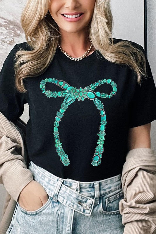 Turquoise Bow Graphic Tee