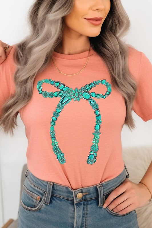 Turquoise Bow Graphic Tee