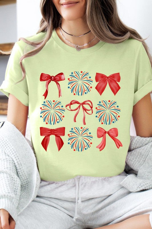 Coquette Fireworks and Bows Graphic Tee