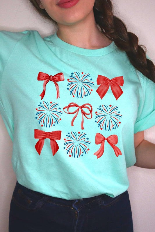 Coquette Fireworks and Bows Graphic Tee
