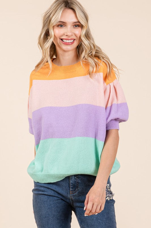 Mindy Color Block Knit Sweater Top