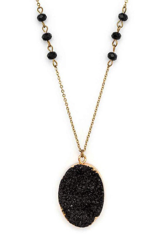 Genuine Druzy Long Pendant Necklace