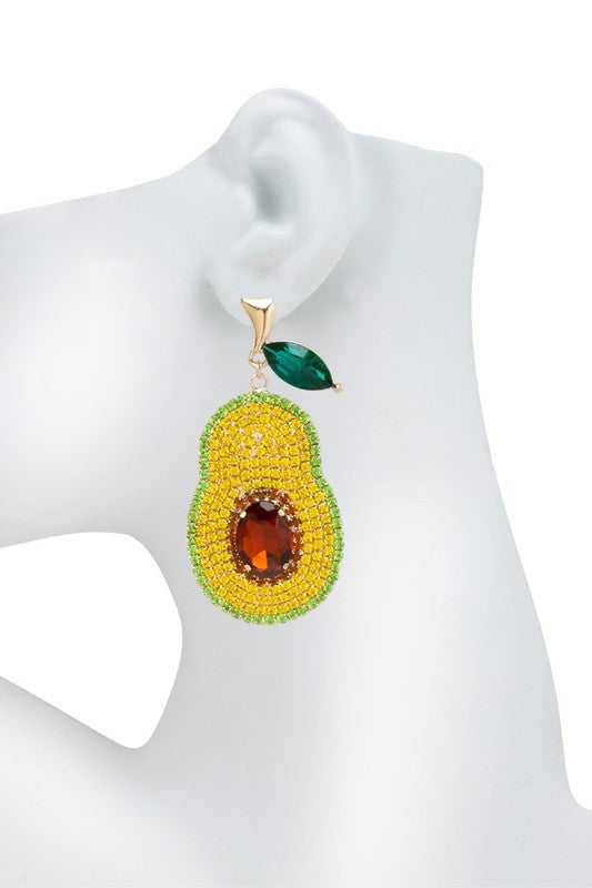 Rhinestone Avocado Stud Earring