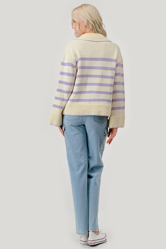 Stripe Pattern Knit Sweater