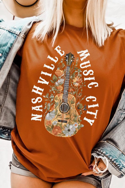 Floral Nashville Music City Graphic Tee