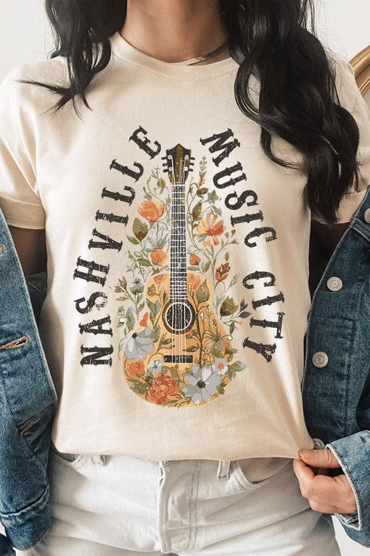 Floral Nashville Music City Graphic Tee