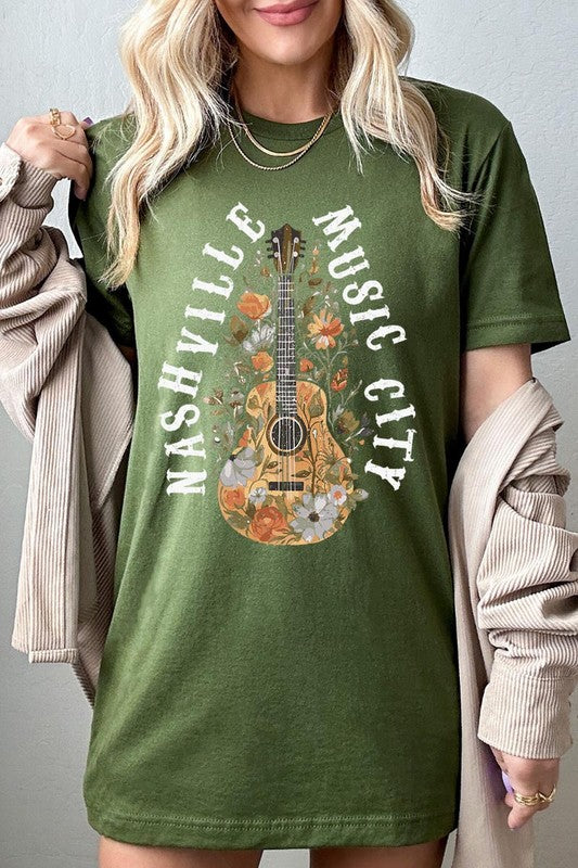 Floral Nashville Music City Graphic Tee