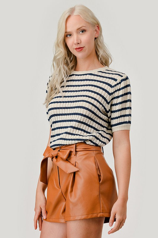 Stripe Hollow Knit Top