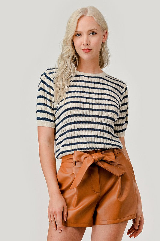 Stripe Hollow Knit Top