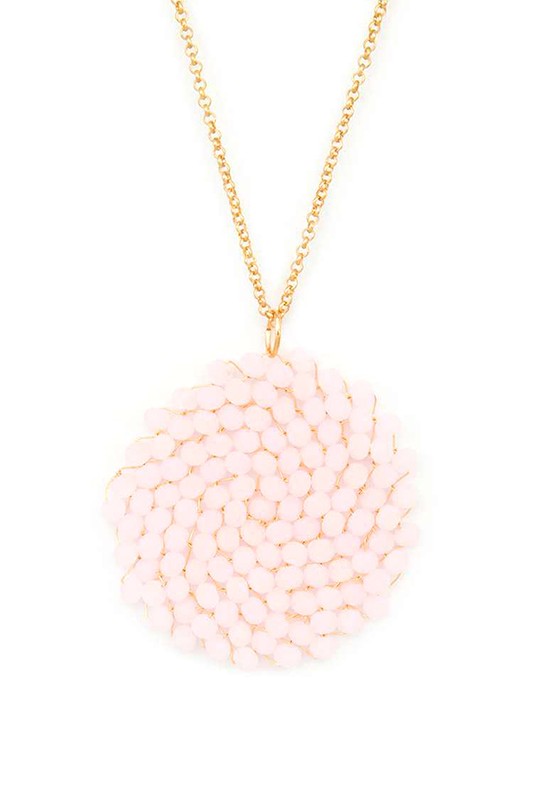 Wired Crystal Iconic Disk Pendant Necklace