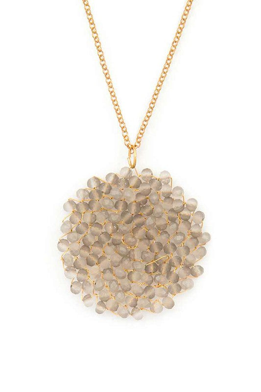 Wired Crystal Iconic Disk Pendant Necklace