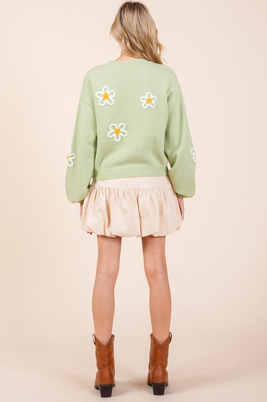 Floral Embroidered Knit Sweater