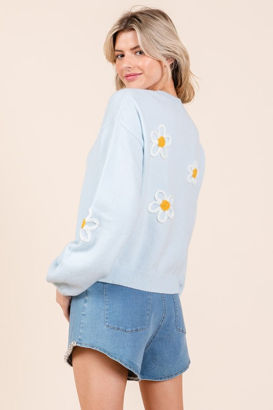 Plus Floral Embroidered Knit Sweater