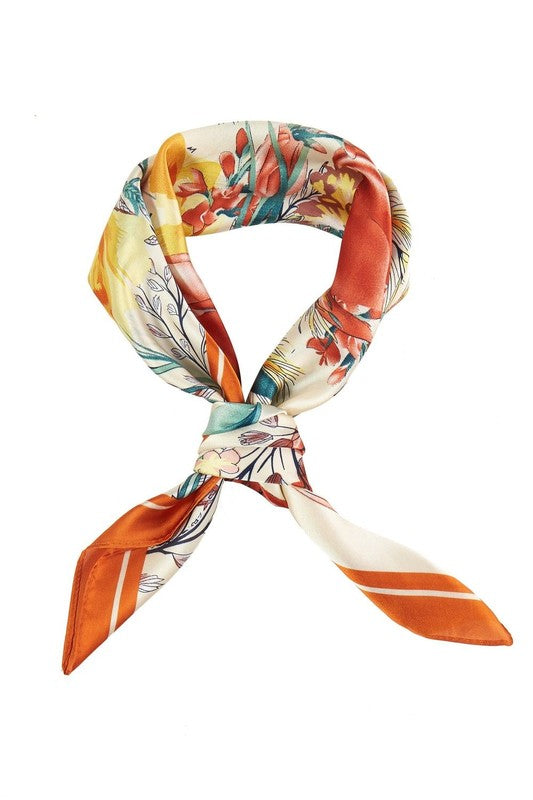 Flower Garden Printed Silky Square Scarf